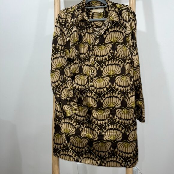 MICHAEL KORS Shift Dress Long Sleeves Button Front Collared Sz L - Picture 4 of 5